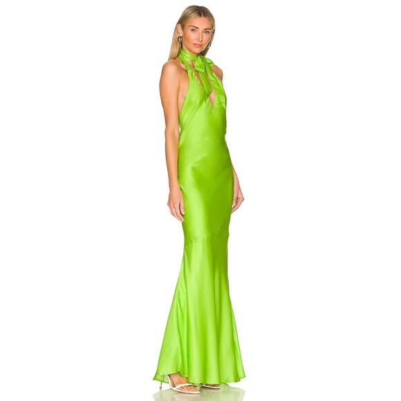 Olivia Rubin Colleen Silk Blend Maxi Dress Gown Halter Neck Tie Scarf Gala Sz 2 - Picture 3 of 14